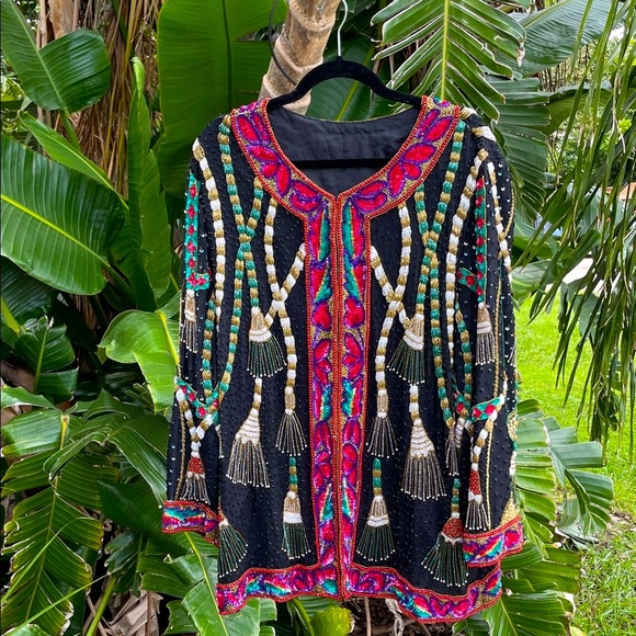 Scala Jackets & Blazers - Scala beaded fabulous tassel silk jacket